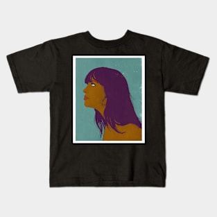 Purple Haired Girl Illustration Kids T-Shirt